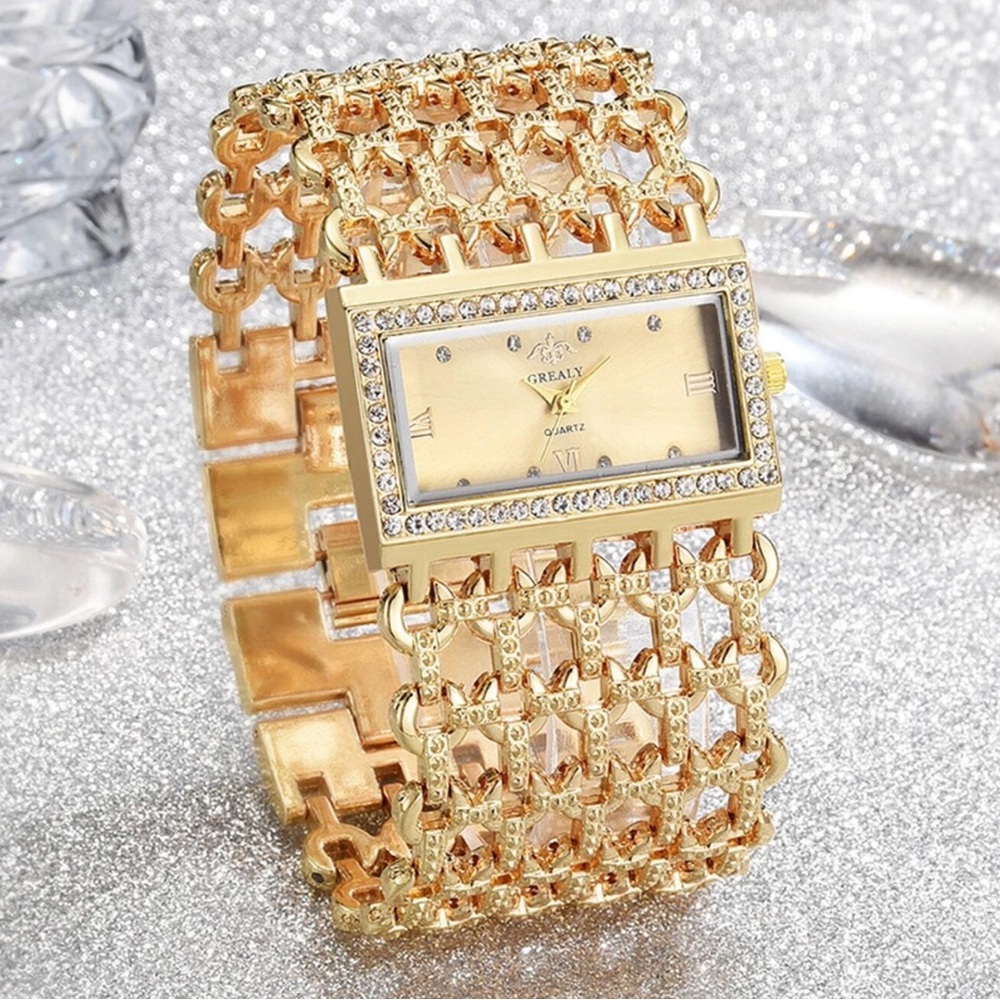 🆕 Rhinestone Rectangle Bracelet Watch